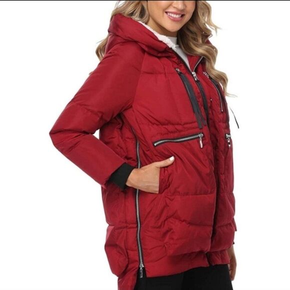 OROLAY Red Thickened  Multiple Pockets Down Jacket Size Small NWOT - Picture 2 of 15